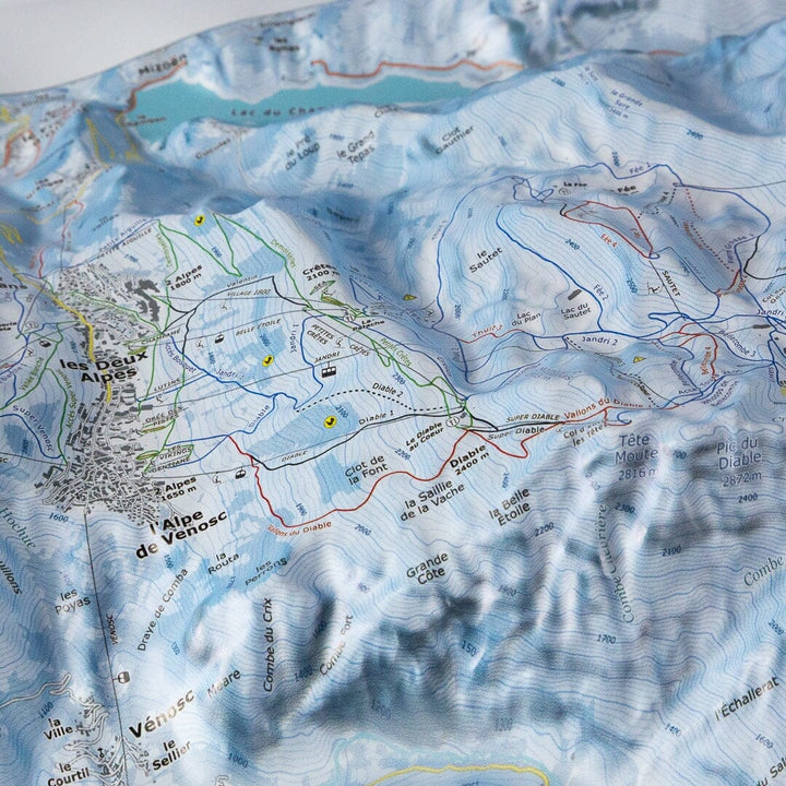 Carte en relief - Domaine Les Deux Alpes - 70 x 50 x 9,7 cm | Dénivelés Editions carte en relief Dénivelés Editions 