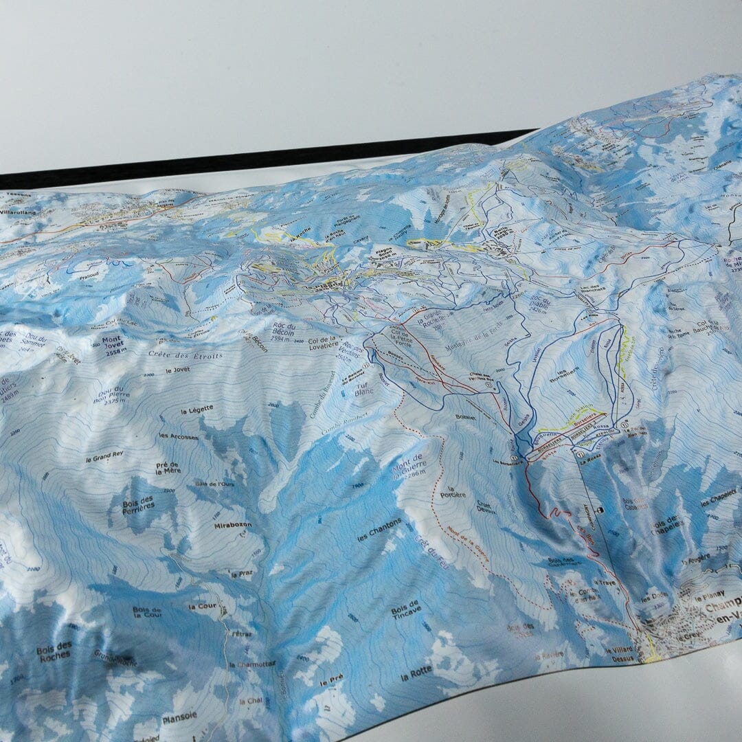 Carte en relief - Domaine Paradiski La Plagne - 70 x 50 x 9 cm | Dénivelés Editions carte en relief Dénivelés Editions 