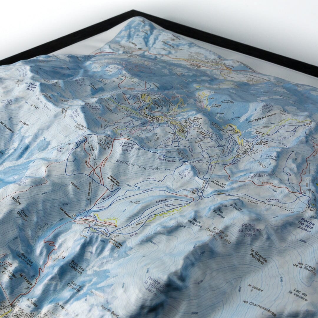 Carte en relief - Domaine Paradiski La Plagne - 70 x 50 x 9 cm | Dénivelés Editions carte en relief Dénivelés Editions 