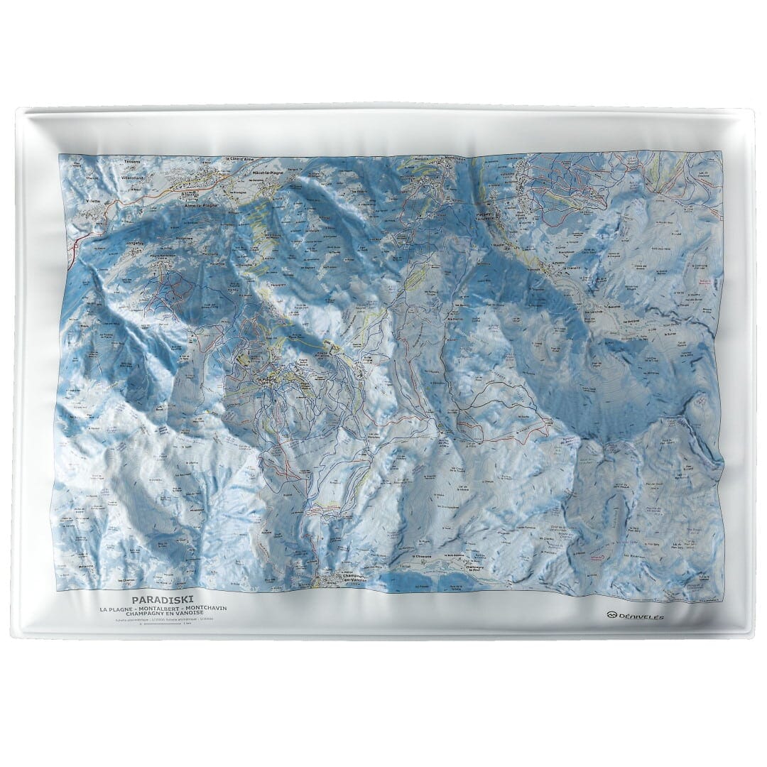 Carte en relief - Domaine Paradiski La Plagne - 70 x 50 x 9 cm | Dénivelés Editions carte en relief Dénivelés Editions Default Title
