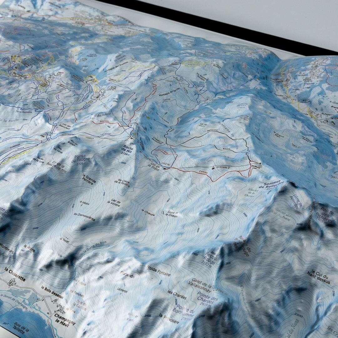 Carte en relief - Domaine Paradiski La Plagne - 70 x 50 x 9 cm | Dénivelés Editions carte en relief Dénivelés Editions 