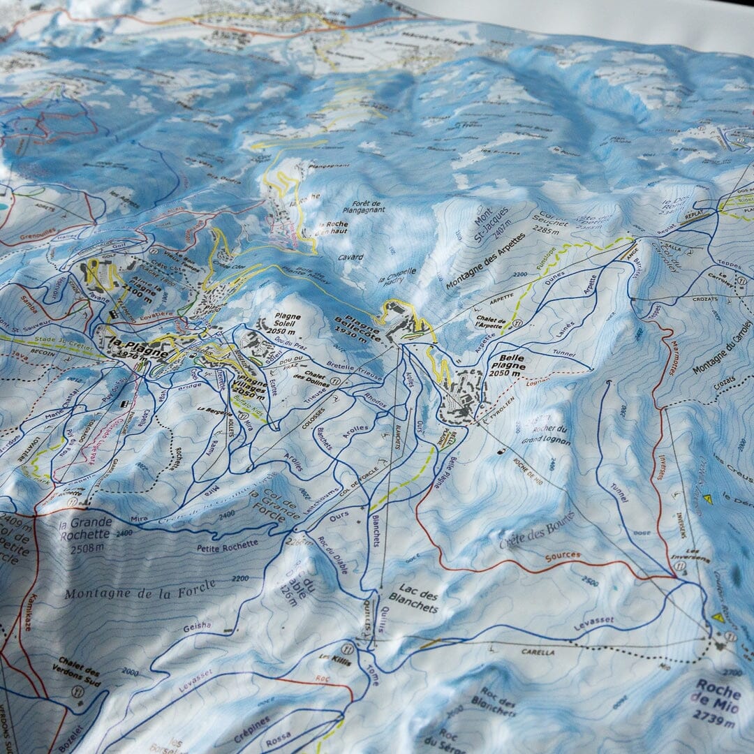 Carte en relief - Domaine Paradiski La Plagne - 70 x 50 x 9 cm | Dénivelés Editions carte en relief Dénivelés Editions 