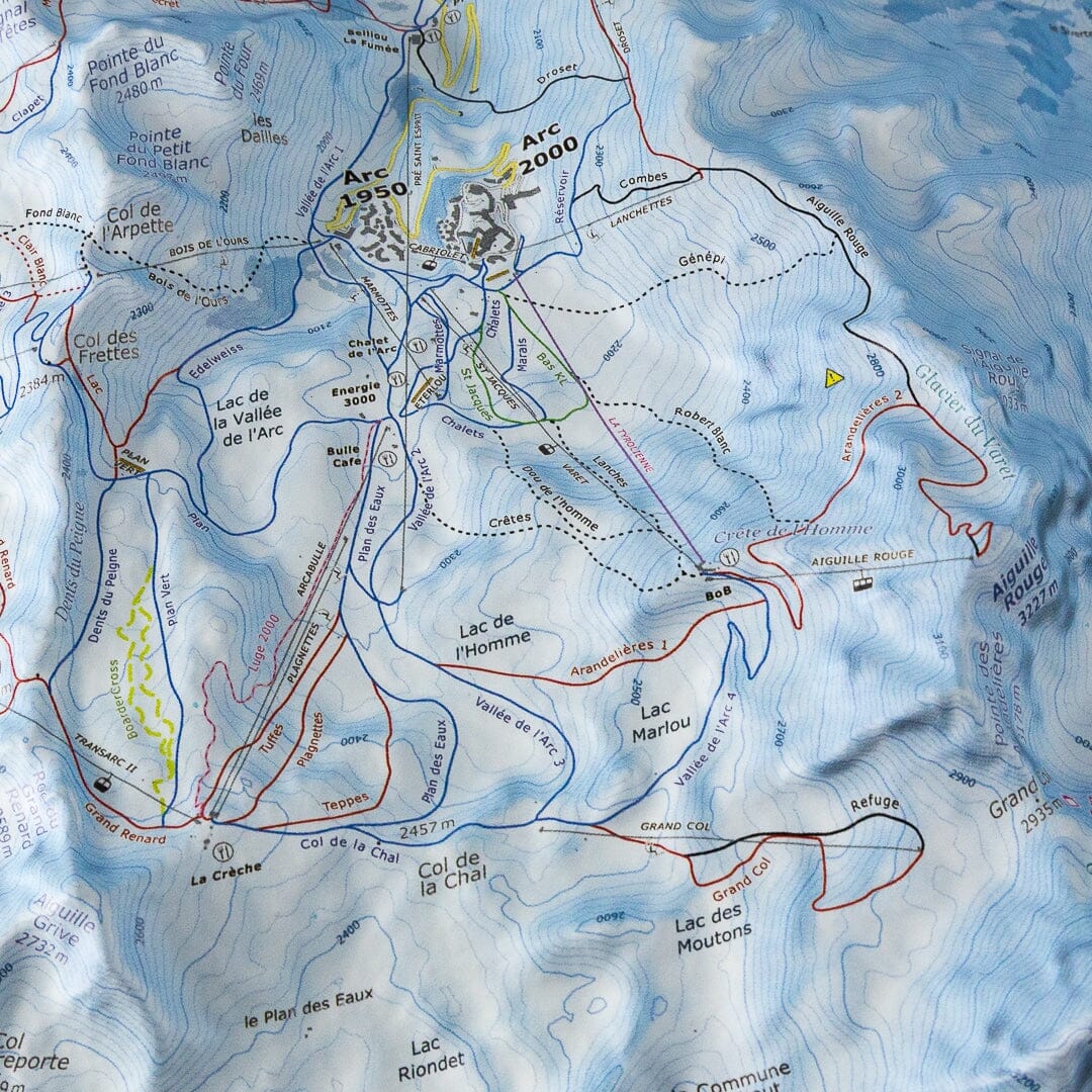 Carte en relief - Domaine Paradiski Les Arcs, Ste Foy Tarentaise - 70 x 50 x 10 cm | Dénivelés Editions carte en relief Dénivelés Editions 