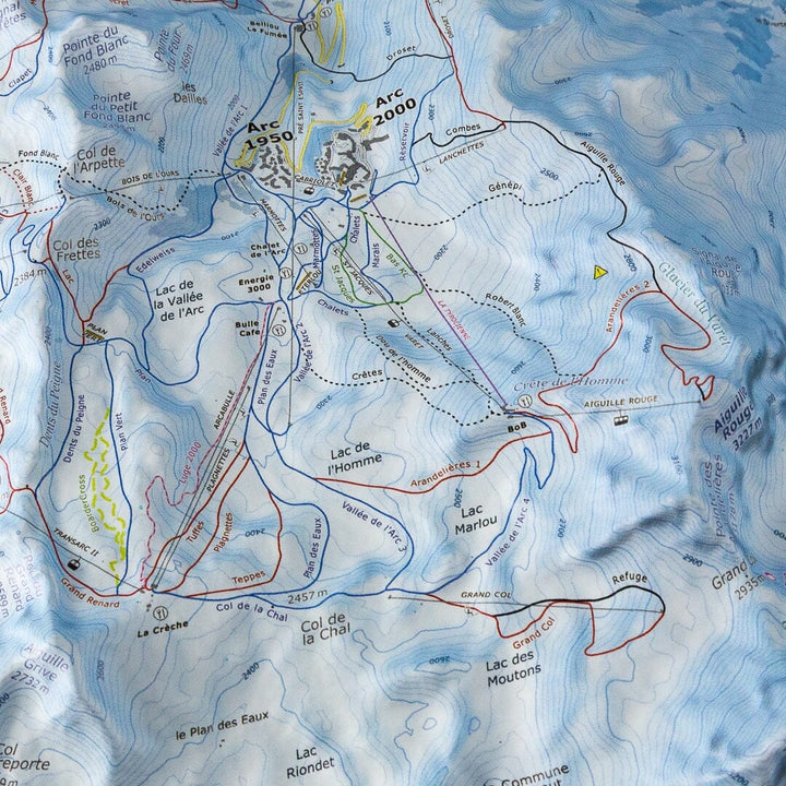 Carte en relief - Domaine Paradiski Les Arcs, Ste Foy Tarentaise - 70 x 50 x 10 cm | Dénivelés Editions carte en relief Dénivelés Editions 