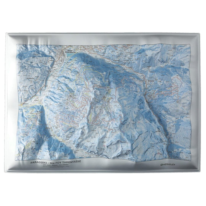 Carte en relief - Domaine Paradiski Les Arcs, Ste Foy Tarentaise - 70 x 50 x 10 cm | Dénivelés Editions carte en relief Dénivelés Editions Default Title