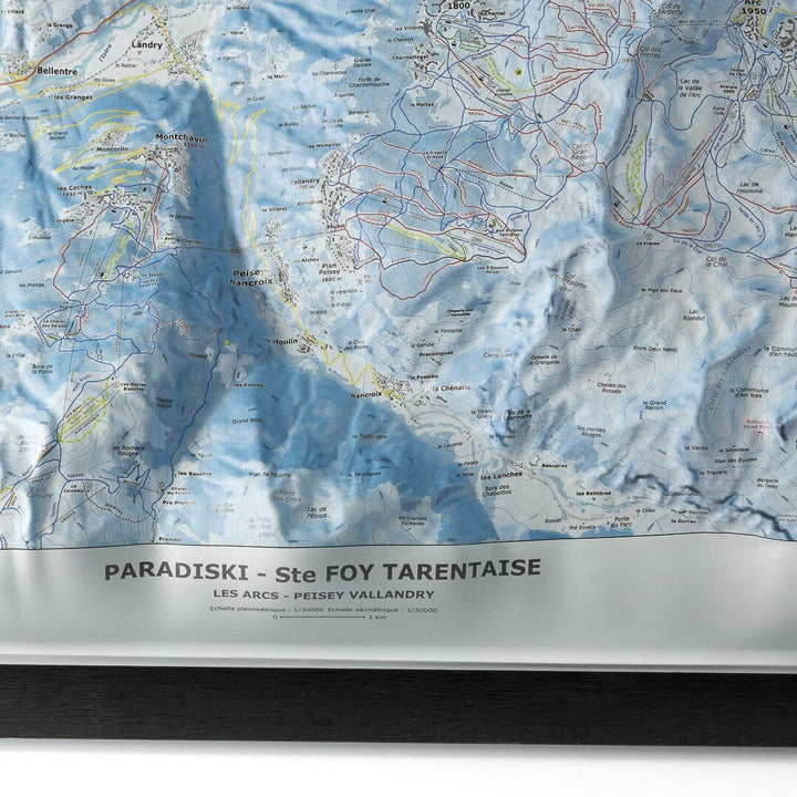 Carte en relief - Domaine Paradiski Les Arcs, Ste Foy Tarentaise - 70 x 50 x 10 cm | Dénivelés Editions carte en relief Dénivelés Editions 
