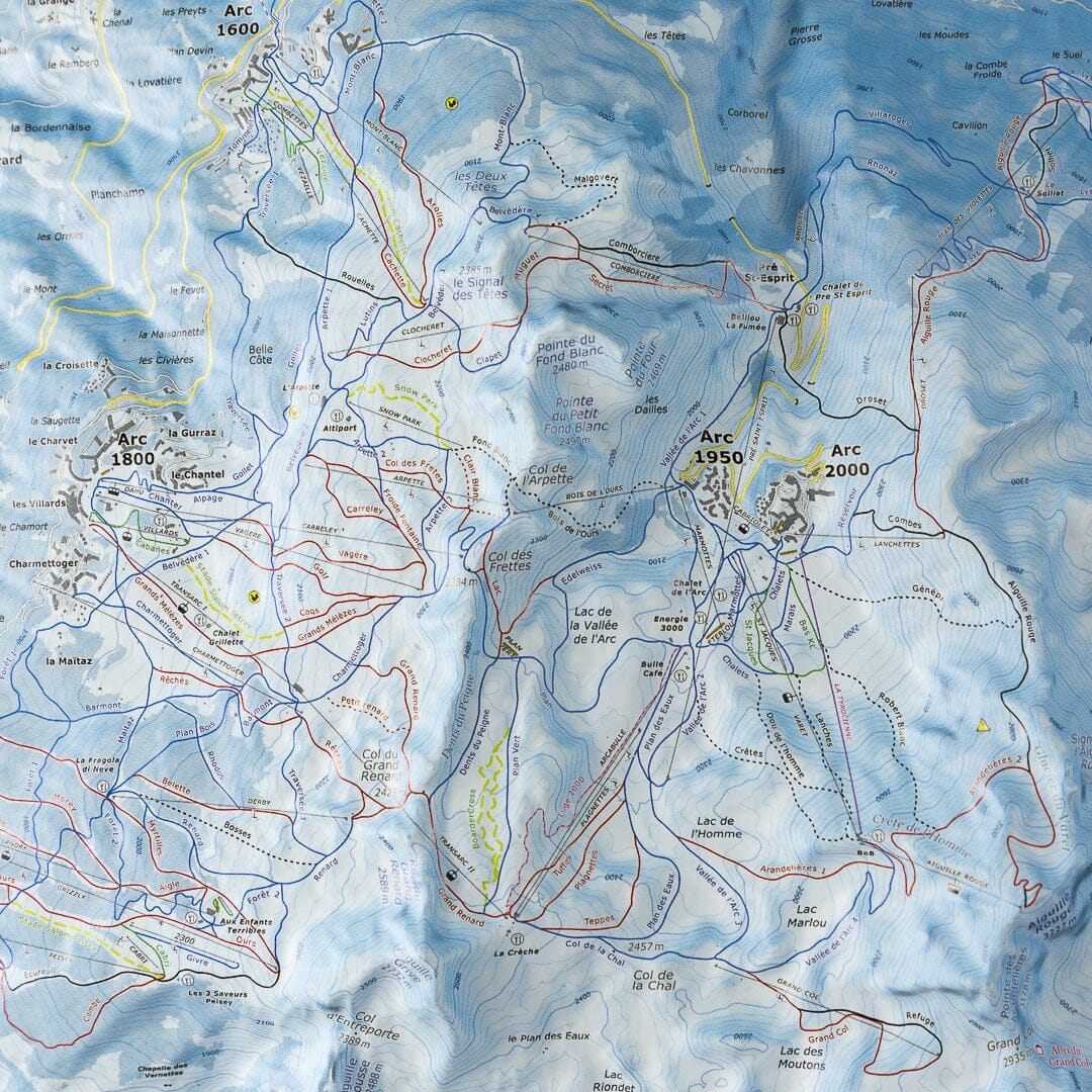 Carte en relief - Domaine Paradiski Les Arcs, Ste Foy Tarentaise - 70 x 50 x 10 cm | Dénivelés Editions carte en relief Dénivelés Editions 
