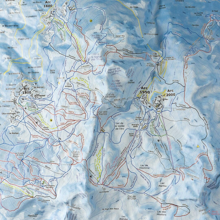Carte en relief - Domaine Paradiski Les Arcs, Ste Foy Tarentaise - 70 x 50 x 10 cm | Dénivelés Editions carte en relief Dénivelés Editions 