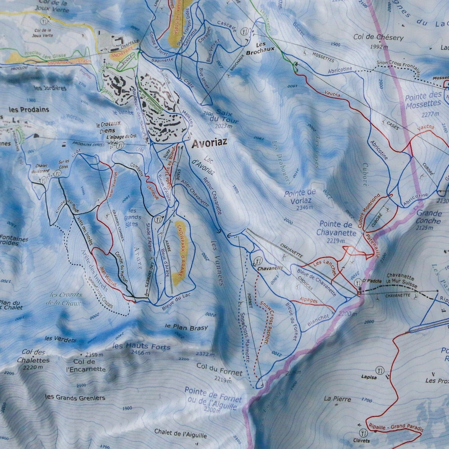 Carte en relief - Domaine Portes du Soleil, Les Gets, Morzine, Avoriaz - 70 x 50 x 6,5 cm | Dénivelés Editions carte en relief Dénivelés Editions 