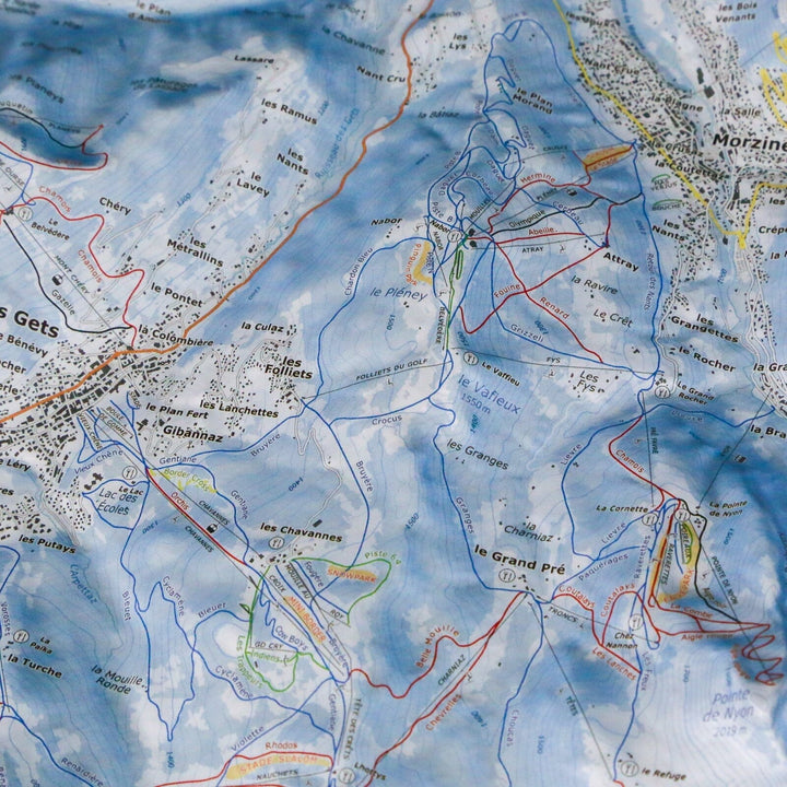 Carte en relief - Domaine Portes du Soleil, Les Gets, Morzine, Avoriaz - 70 x 50 x 6,5 cm | Dénivelés Editions carte en relief Dénivelés Editions 