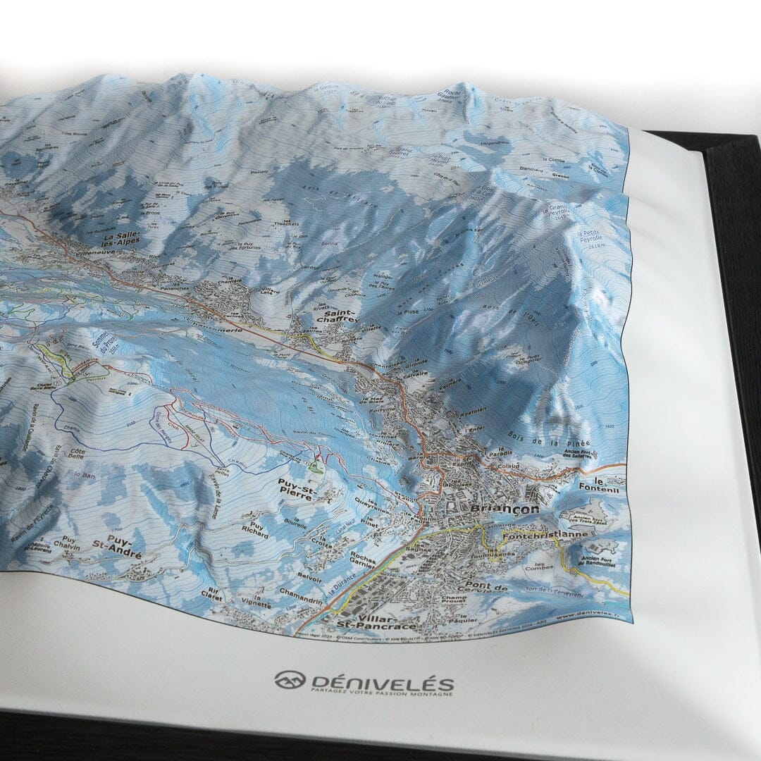 Carte en relief - Domaine Serre Chevalier - 70 x 50 x 8 cm | Dénivelés Editions carte en relief Dénivelés Editions 