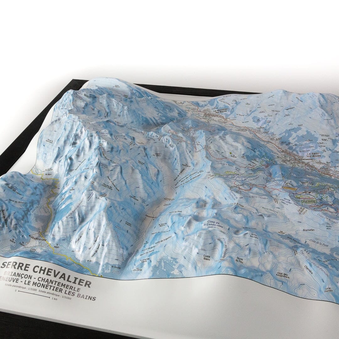 Carte en relief - Domaine Serre Chevalier - 70 x 50 x 8 cm | Dénivelés Editions carte en relief Dénivelés Editions 