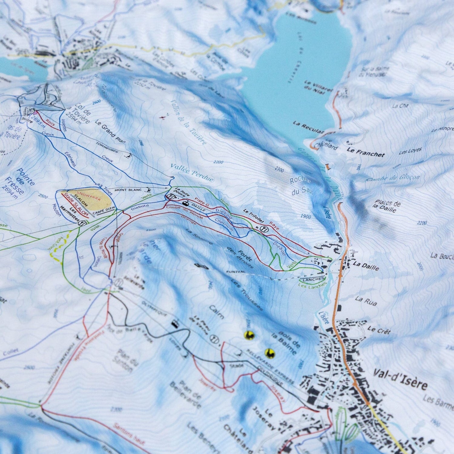 Carte en relief - Domaine Tignes Val d'Isère - 50 x 70 x 7,4 cm | Dénivelés Editions carte en relief Dénivelés Editions 