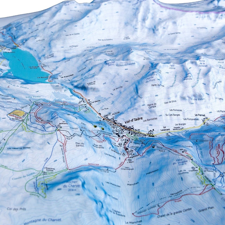 Carte en relief - Domaine Tignes Val d'Isère - 50 x 70 x 7,4 cm | Dénivelés Editions carte en relief Dénivelés Editions 