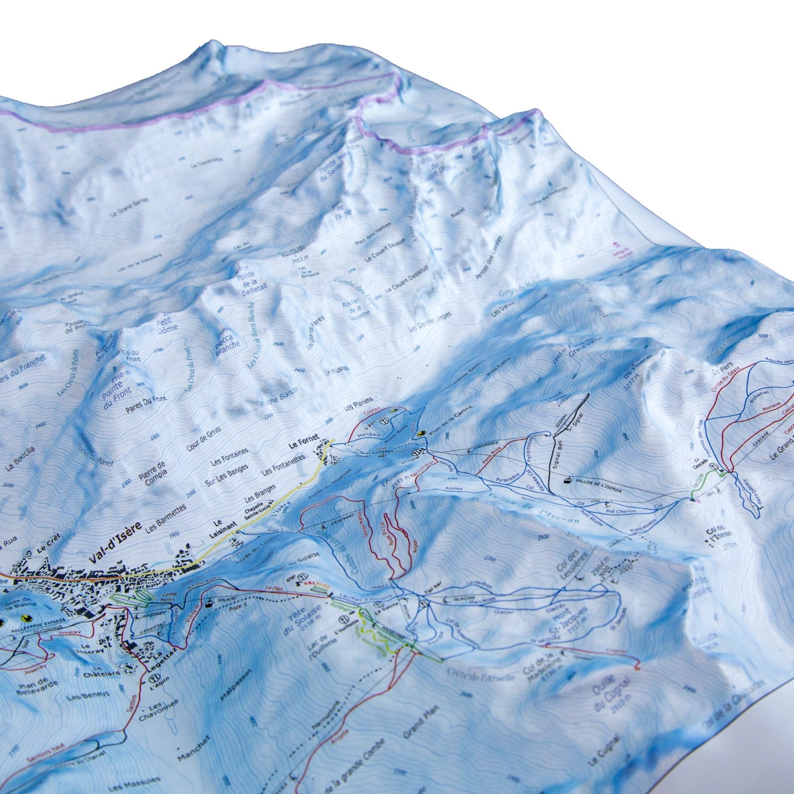 Carte en relief - Domaine Tignes Val d'Isère - 50 x 70 x 7,4 cm | Dénivelés Editions carte en relief Dénivelés Editions 