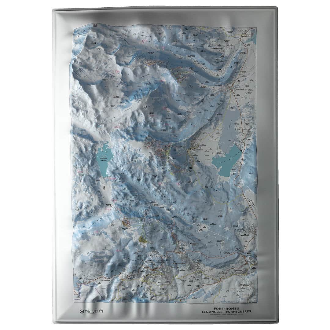 Carte en relief - Domaines Font Romeu, les Angles, Formiguères - 50 x 70 x 5 cm | Dénivelés Editions carte en relief Dénivelés Editions Default Title