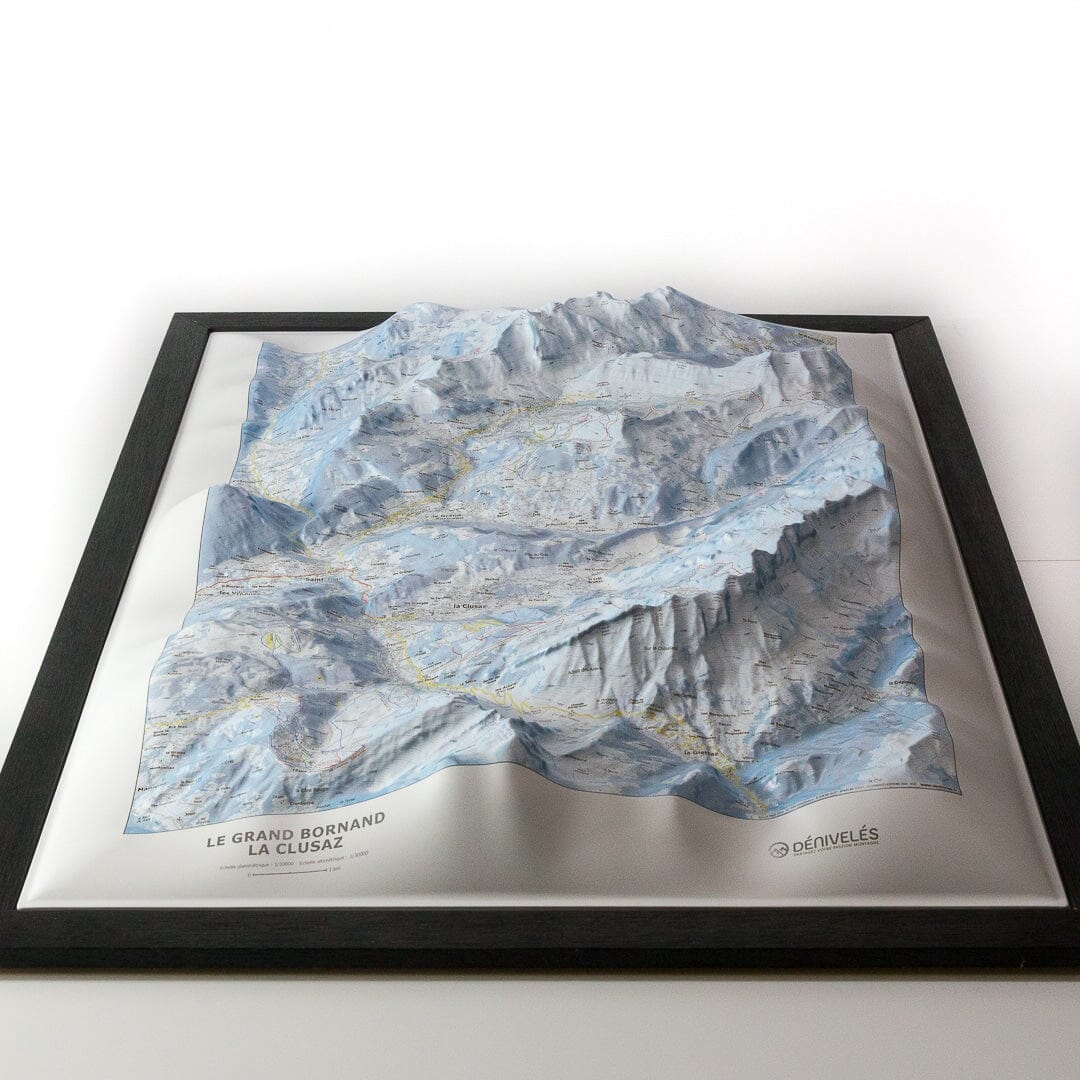 Carte en relief - Domaines Le Grand Bornand, La Clusaz - 70 x 50 x 7 cm | Dénivelés Editions carte en relief Dénivelés Editions 
