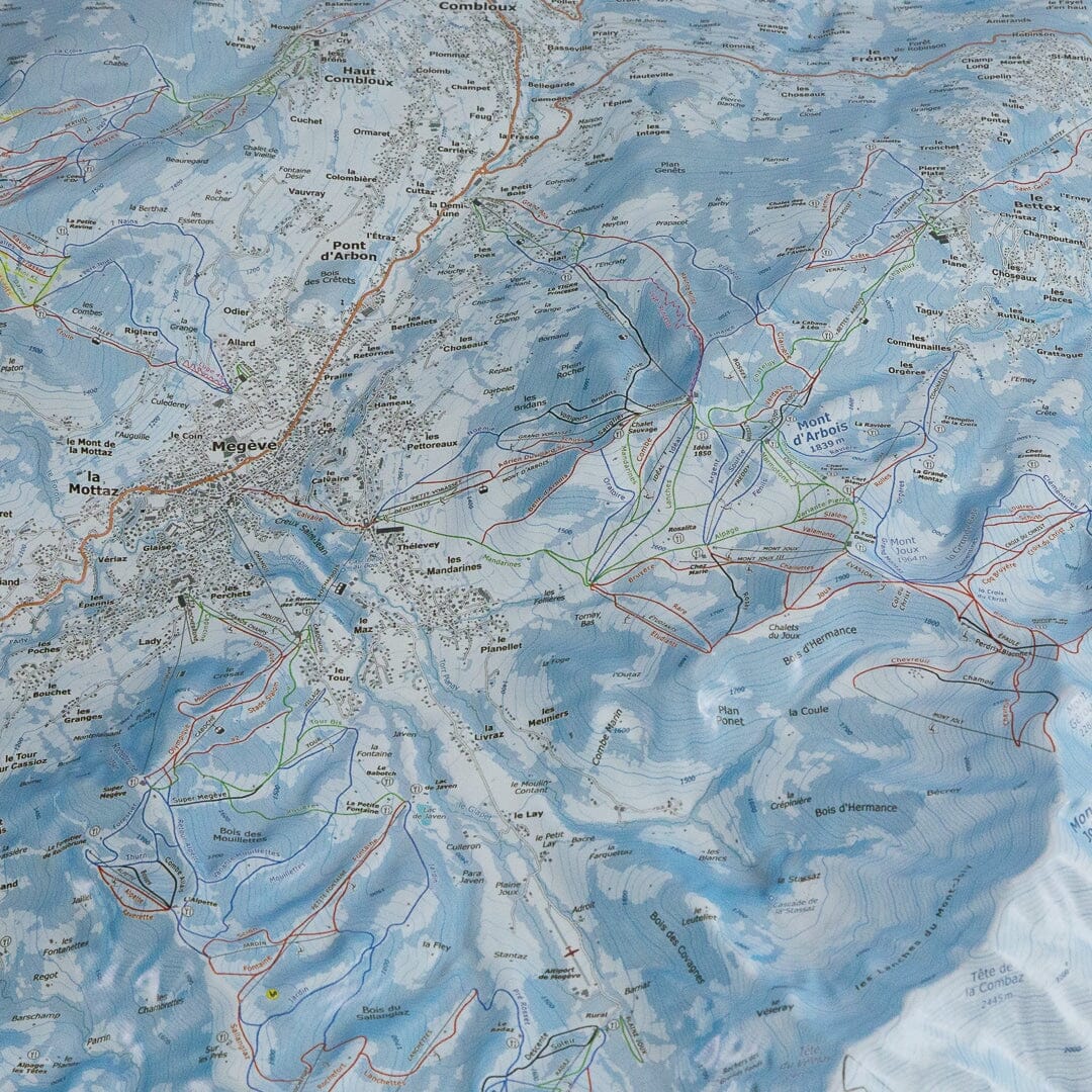 Carte en relief - Domaines Les Contamines Montjoie, St-Gervais-les-Bains, St Nicolas-de-Véroce - 70 x 50 x 7,5 cm | Dénivelés Editions carte en relief Dénivelés Editions 