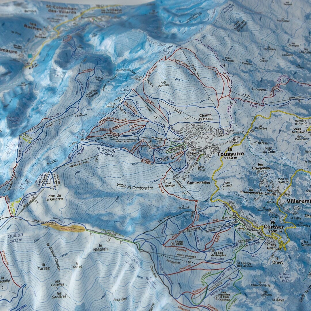 Carte en relief - Domaines Les Sybelles, Karellis, Albiez - 70 x 50 x 7,5 cm | Dénivelés Editions carte en relief Dénivelés Editions 