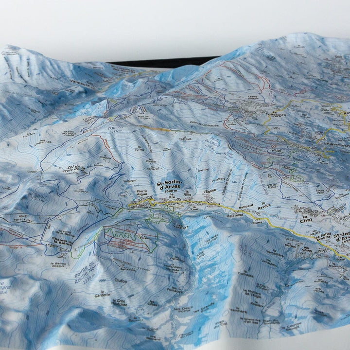 Carte en relief - Domaines Les Sybelles, Karellis, Albiez - 70 x 50 x 7,5 cm | Dénivelés Editions carte en relief Dénivelés Editions 
