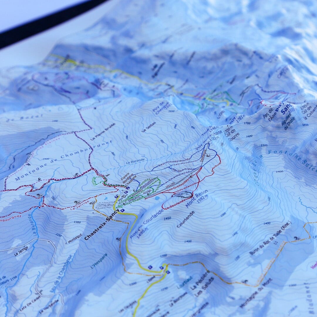 Carte en relief - Domaines Massif du Sancy, Super-Besse, Mont Dore, Chastreix - 70 x 50 x 5,4 cm | Dénivelés Editions carte en relief Dénivelés Editions 