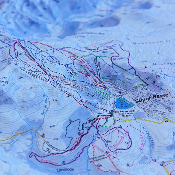 Carte en relief - Domaines Massif du Sancy, Super-Besse, Mont Dore, Chastreix - 70 x 50 x 5,4 cm | Dénivelés Editions carte en relief Dénivelés Editions 