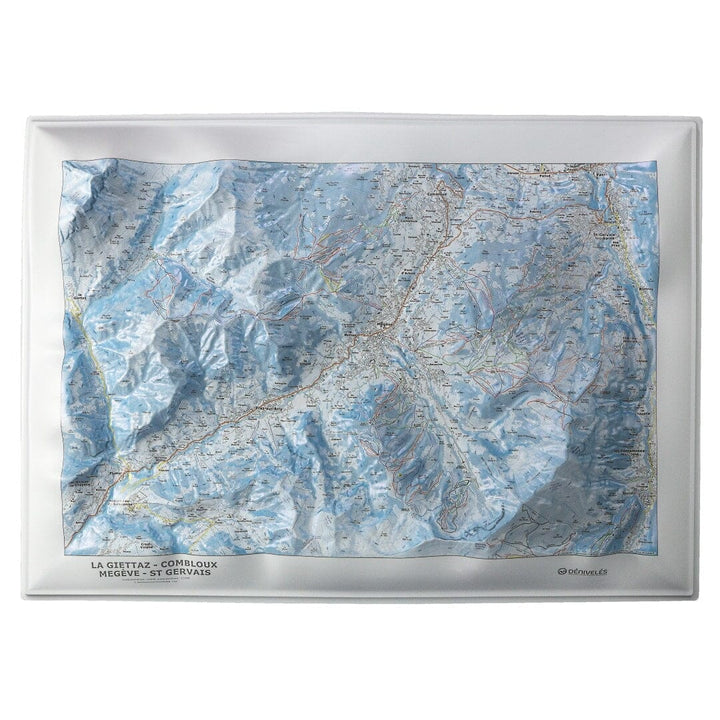 Carte en relief - Domaines Megève, St-Gervais-les-Bains, Combloux, St-Nicolas-de-Véroce - 70 x 50 x 6,5 cm | Dénivelés Editions carte en relief Dénivelés Editions Default Title