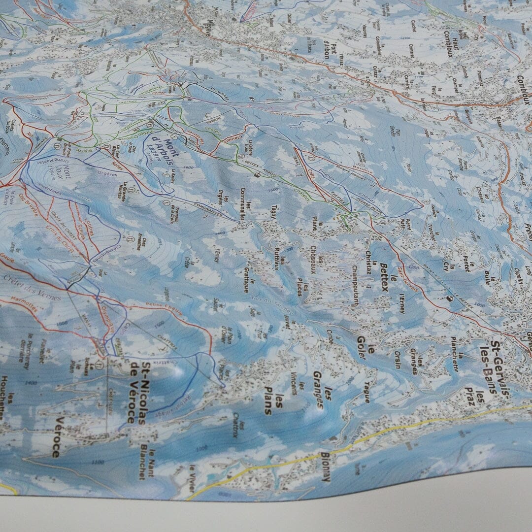 Carte en relief - Domaines Megève, St-Gervais-les-Bains, Combloux, St-Nicolas-de-Véroce - 70 x 50 x 6,5 cm | Dénivelés Editions carte en relief Dénivelés Editions 