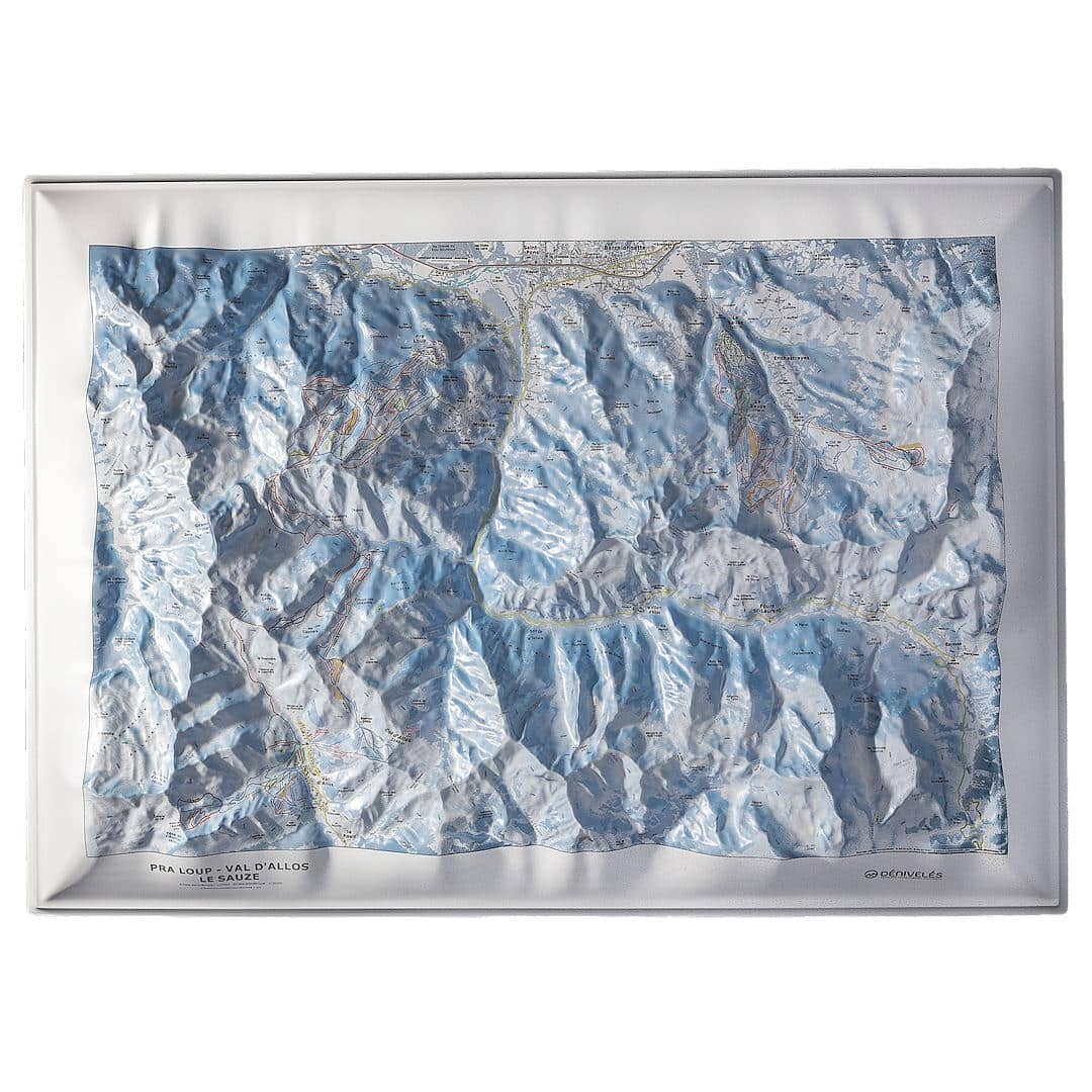 Carte en relief - Domaines Pra Loup, Val d'Allos, Le Sauze - 50 x 70 x 6 cm | Dénivelés Editions carte en relief Dénivelés Editions Default Title