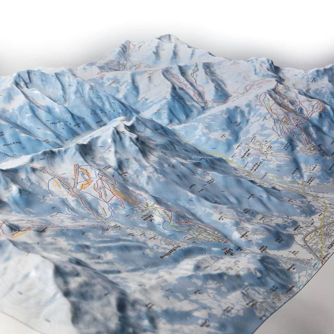 Carte en relief - Domaines Pra Loup, Val d'Allos, Le Sauze - 50 x 70 x 6 cm | Dénivelés Editions carte en relief Dénivelés Editions 