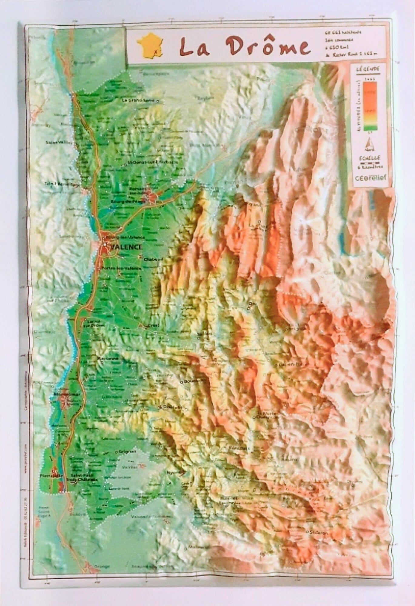 Carte en relief - Drôme - 31 x 21 cm | Relief Editions carte en relief Reliefs Editions
