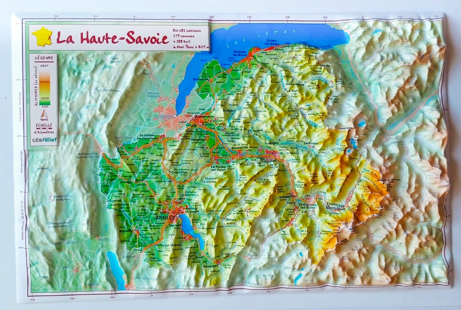 Carte en relief - Haute-Savoie - 21 X 31 cm | Relief Editions carte en relief Reliefs Editions