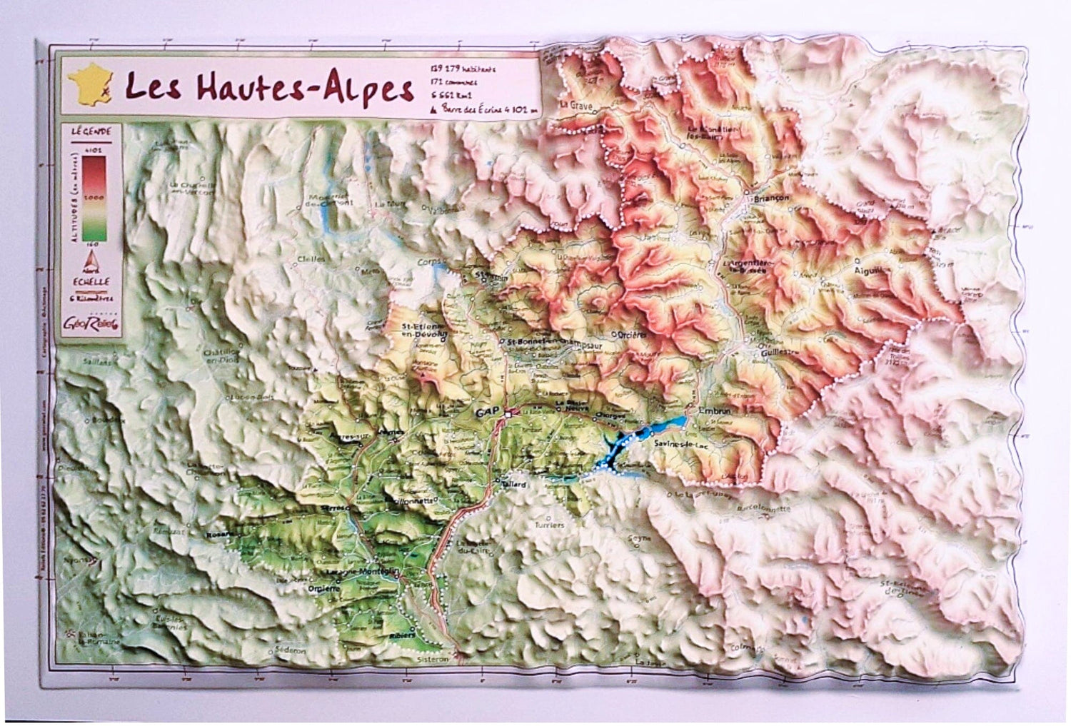 Carte en relief - Hautes-Alpes - 21 x 31 cm | Relief Editions carte en relief Reliefs Editions