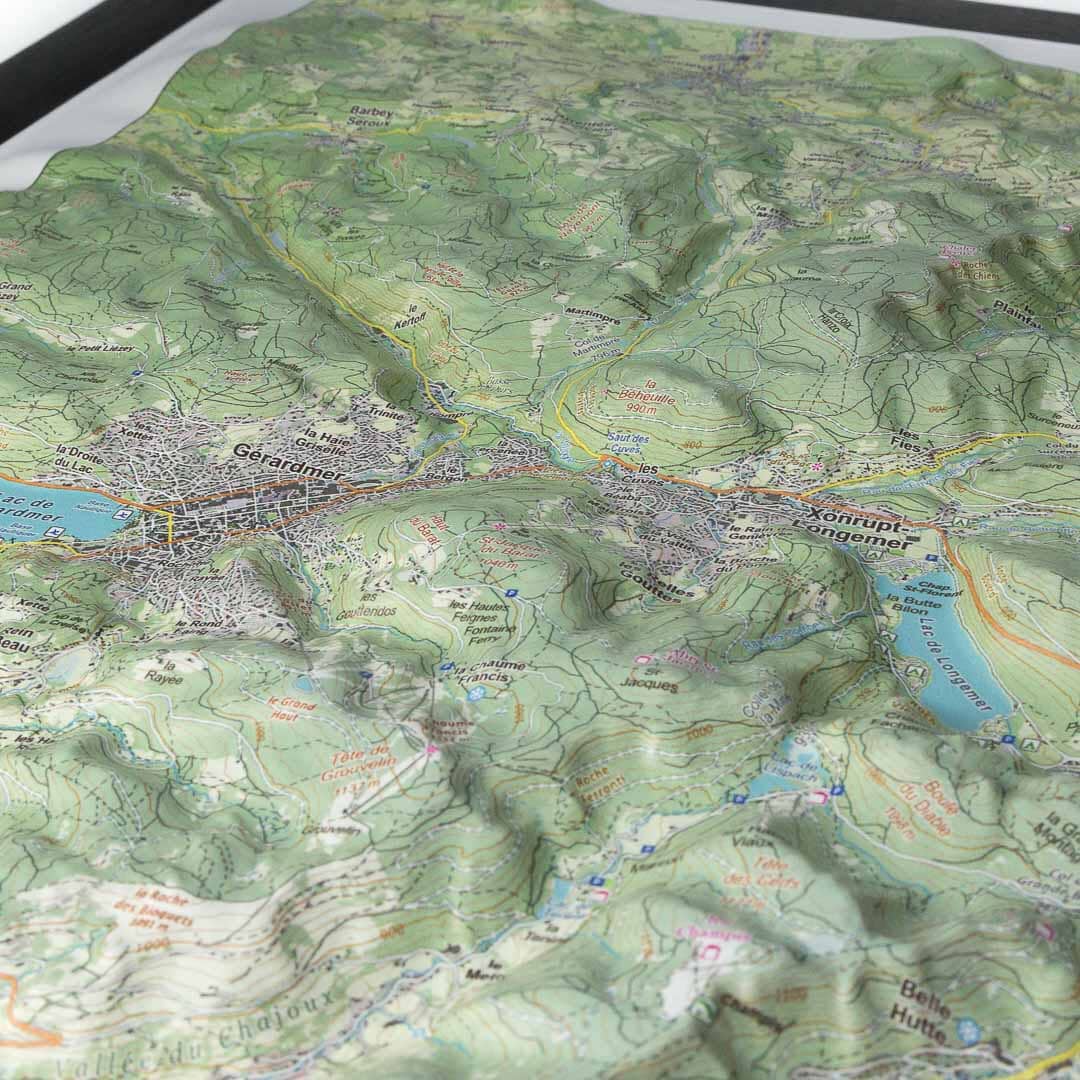 Carte en relief - Hautes Vosges, Gérardmer - 50 x 70 x 2,9 cm | Dénivelés Editions carte en relief Dénivelés Editions 