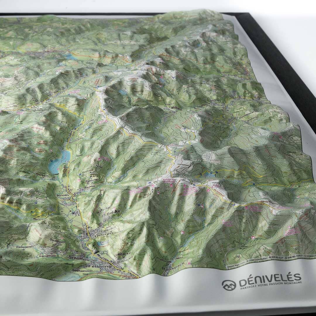 Carte en relief - Hautes Vosges, Gérardmer - 50 x 70 x 2,9 cm | Dénivelés Editions carte en relief Dénivelés Editions 
