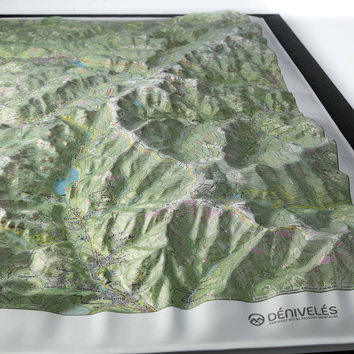 Carte en relief - Hautes Vosges, Gérardmer - 50 x 70 x 2,9 cm | Dénivelés Editions carte en relief Dénivelés Editions 