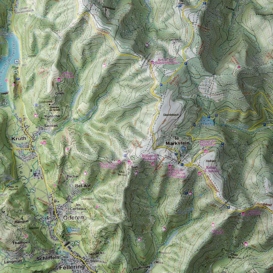 Carte en relief - Hautes Vosges, Gérardmer - 50 x 70 x 2,9 cm | Dénivelés Editions carte en relief Dénivelés Editions 