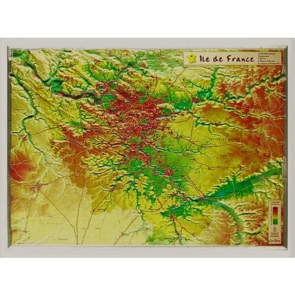 Carte en relief - Ile de France - 31 x 42 cm | Relief Editions carte en relief Reliefs Editions
