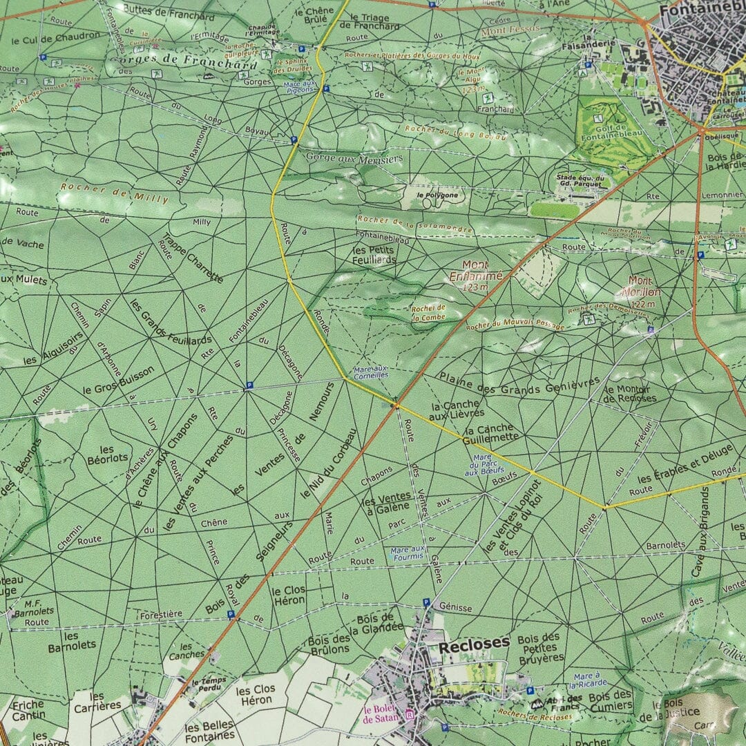 Carte en relief - La forêt de Fontainebleau - 70 x 50 x 4 cm | Dénivelés Editions carte en relief Dénivelés Editions 
