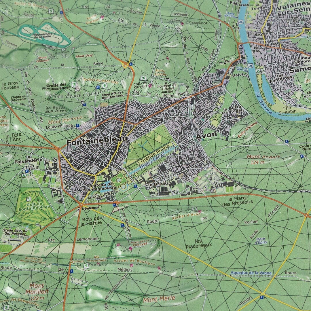 Carte en relief - La forêt de Fontainebleau - 70 x 50 x 4 cm | Dénivelés Editions carte en relief Dénivelés Editions 