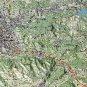 Carte en relief - La Montagne Sainte Victoire - 70 x 50 cm | Dénivelés Editions carte en relief Dénivelés Editions 