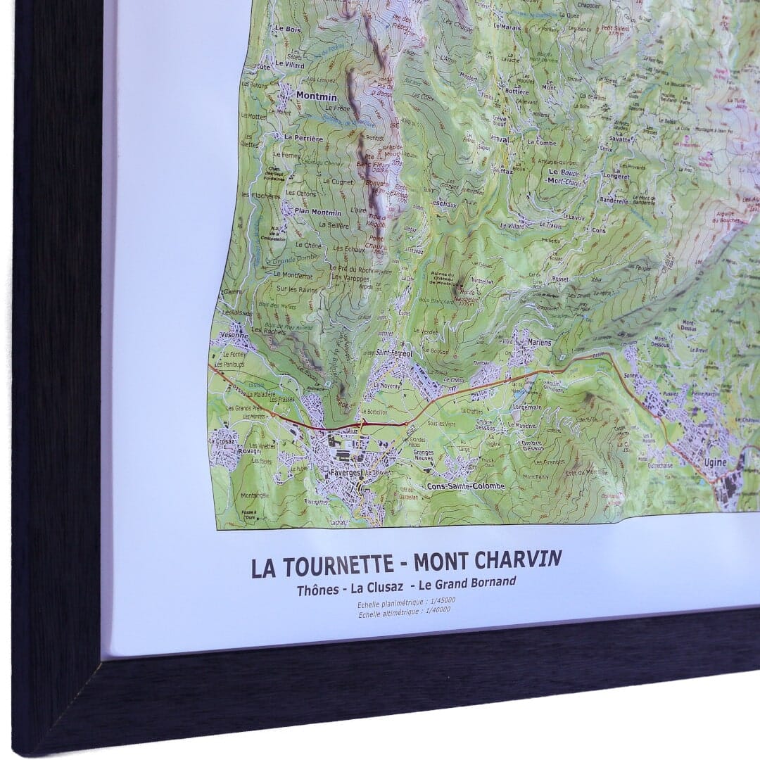 Carte en relief - La Tournette, Mont Charvin (Thônes, La Clusaz, Le Grand Bornand) - 70 x 50 x 6 cm | Dénivelés Editions carte en relief Dénivelés Editions 