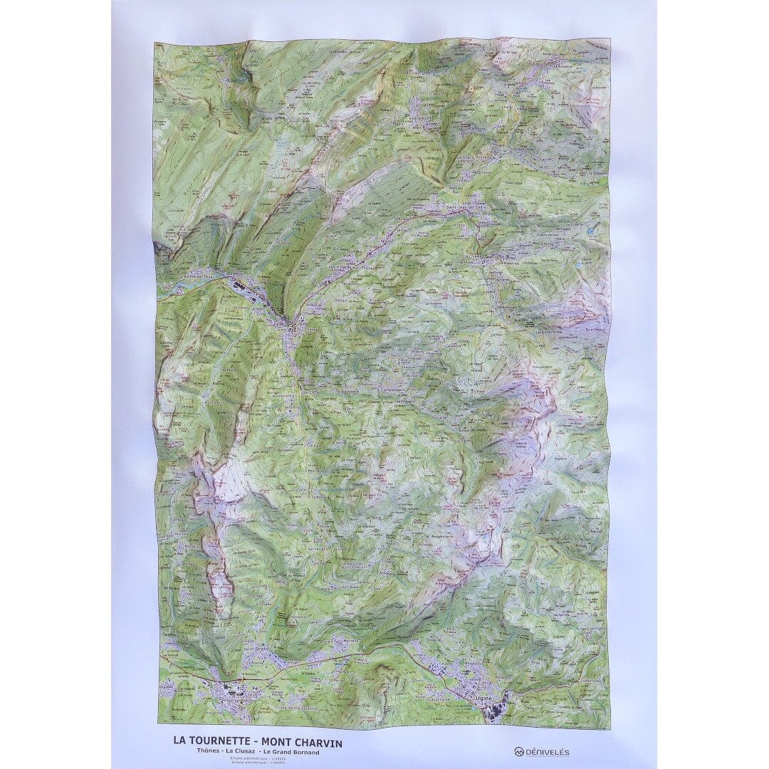 Carte en relief - La Tournette, Mont Charvin (Thônes, La Clusaz, Le Grand Bornand) - 70 x 50 x 6 cm | Dénivelés Editions carte en relief Dénivelés Editions Default Title