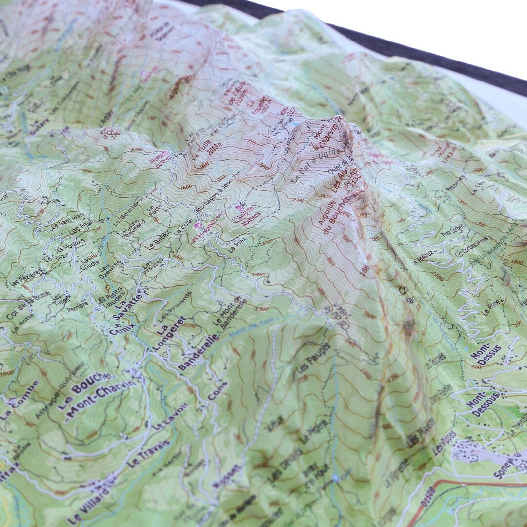 Carte en relief - La Tournette, Mont Charvin (Thônes, La Clusaz, Le Grand Bornand) - 70 x 50 x 6 cm | Dénivelés Editions carte en relief Dénivelés Editions 