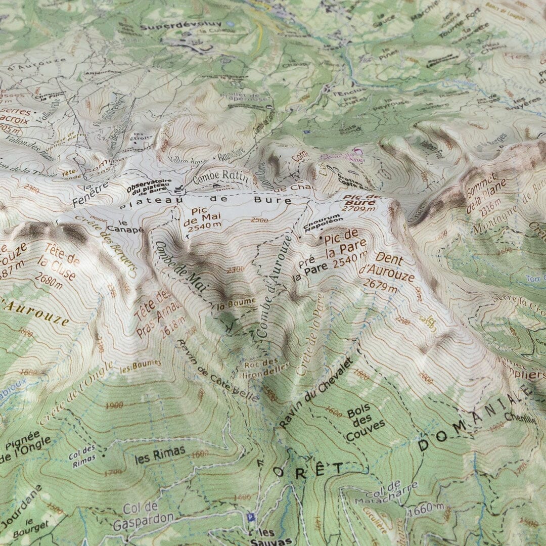Carte en relief - Le Dévoluy - 70 x 50 x 5 cm | Dénivelés Editions carte en relief Dénivelés Editions 