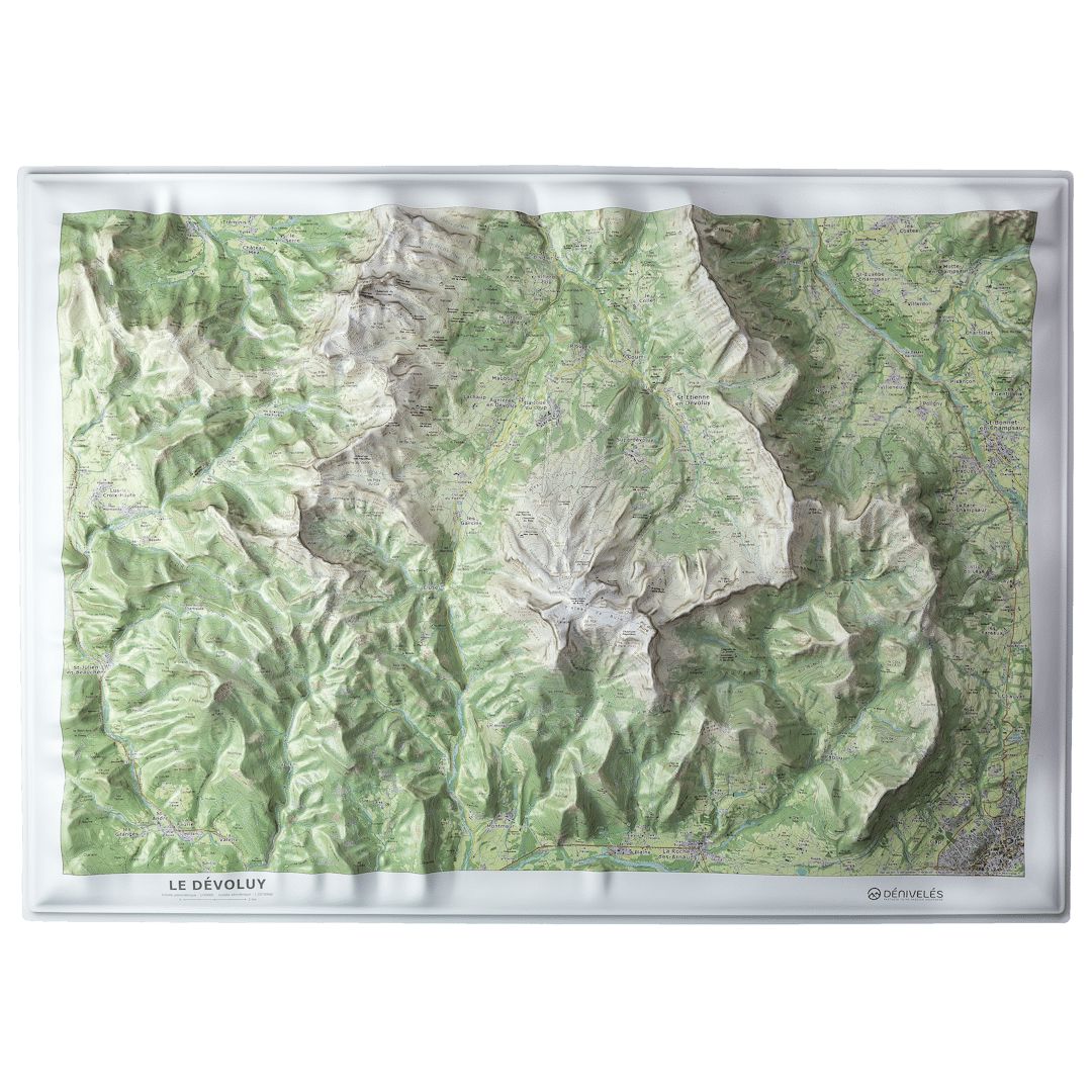 Carte en relief - Le Dévoluy - 70 x 50 x 5 cm | Dénivelés Editions carte en relief Dénivelés Editions Default Title
