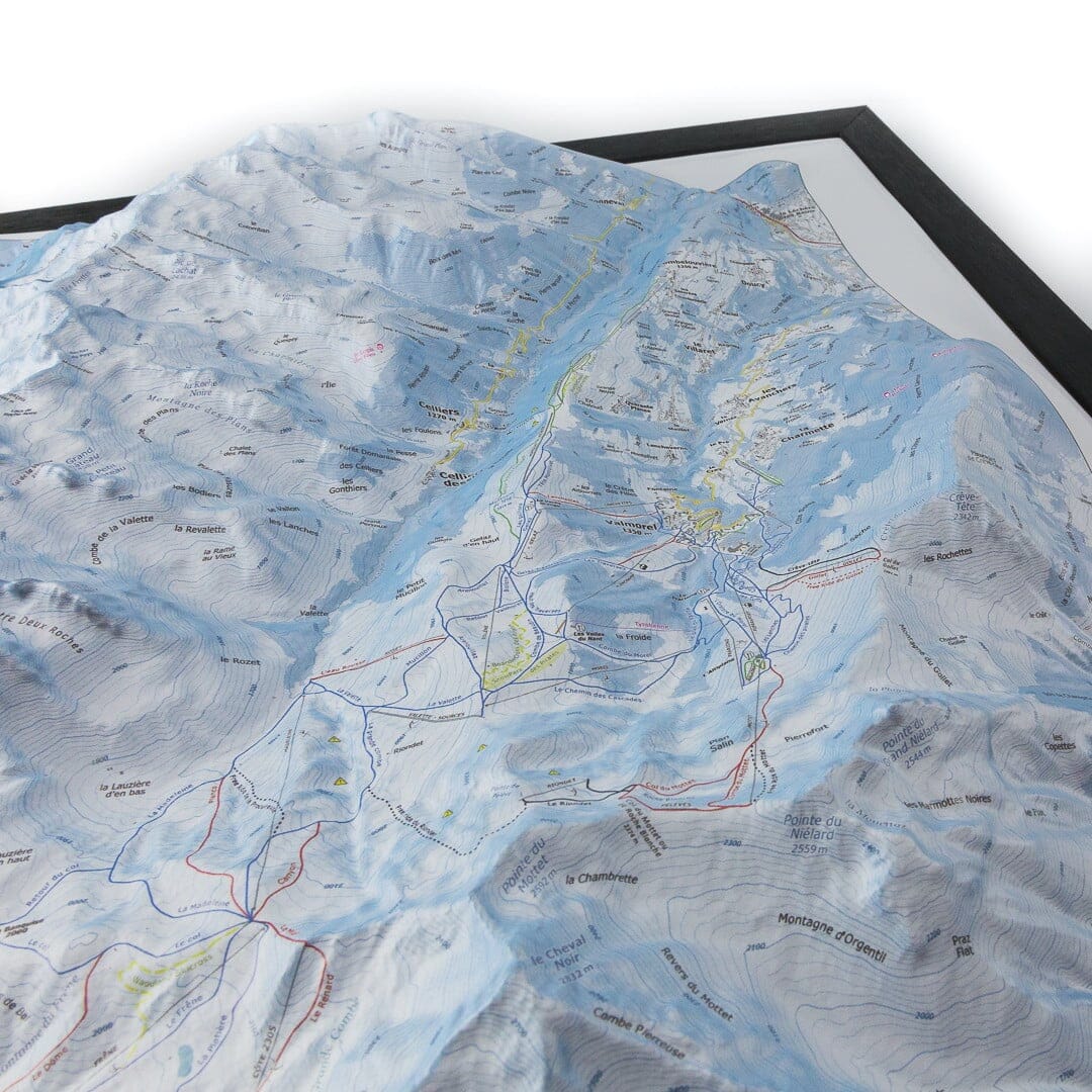 Carte en relief - Le Grand Domaine, Valmorel, St François Longchamp - 70 x 50 x 8 cm | Dénivelés Editions carte en relief Dénivelés Editions 