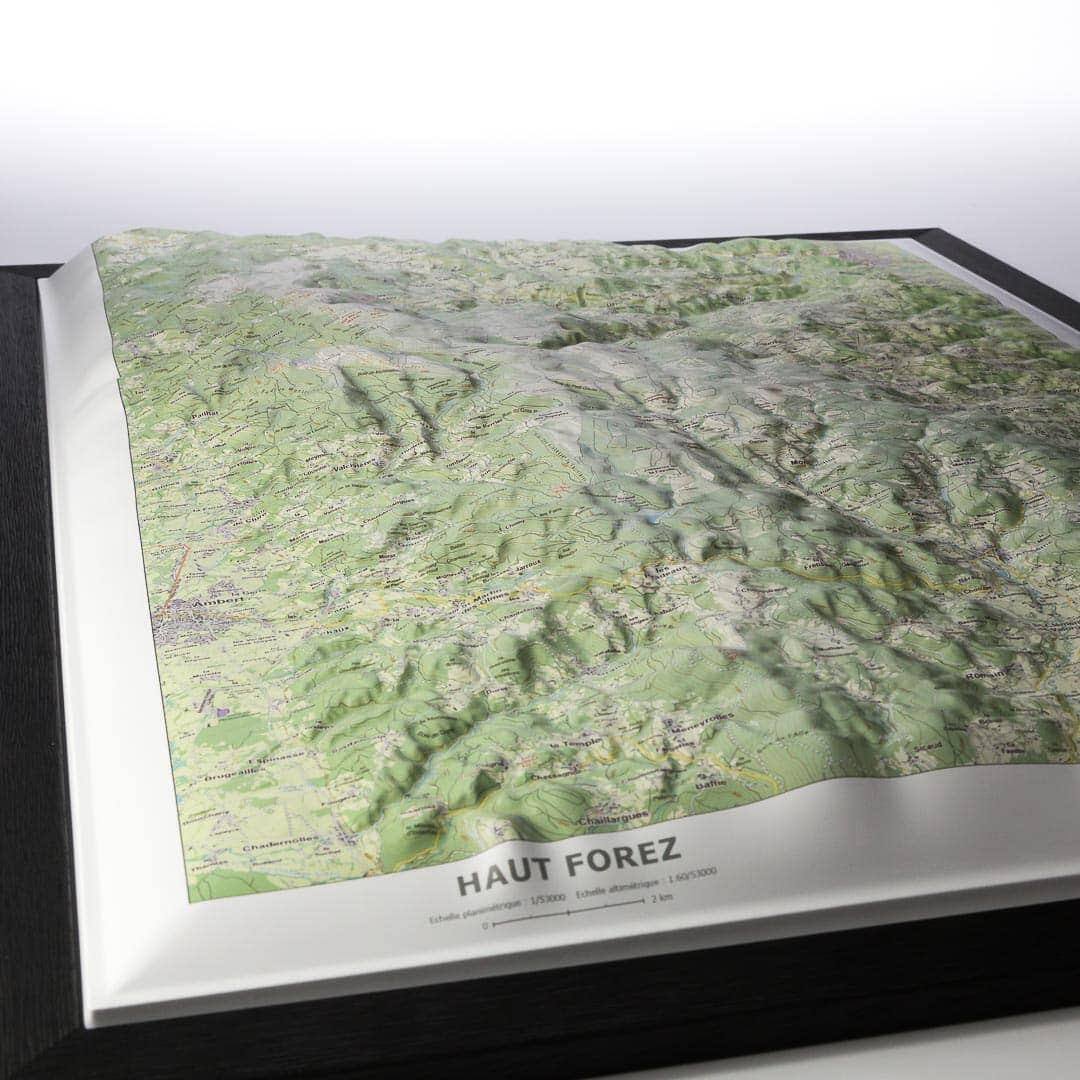 Carte en relief - Le Haut Forez - 50 x 70 x 4 cm | Dénivelés Editions carte en relief Dénivelés Editions 