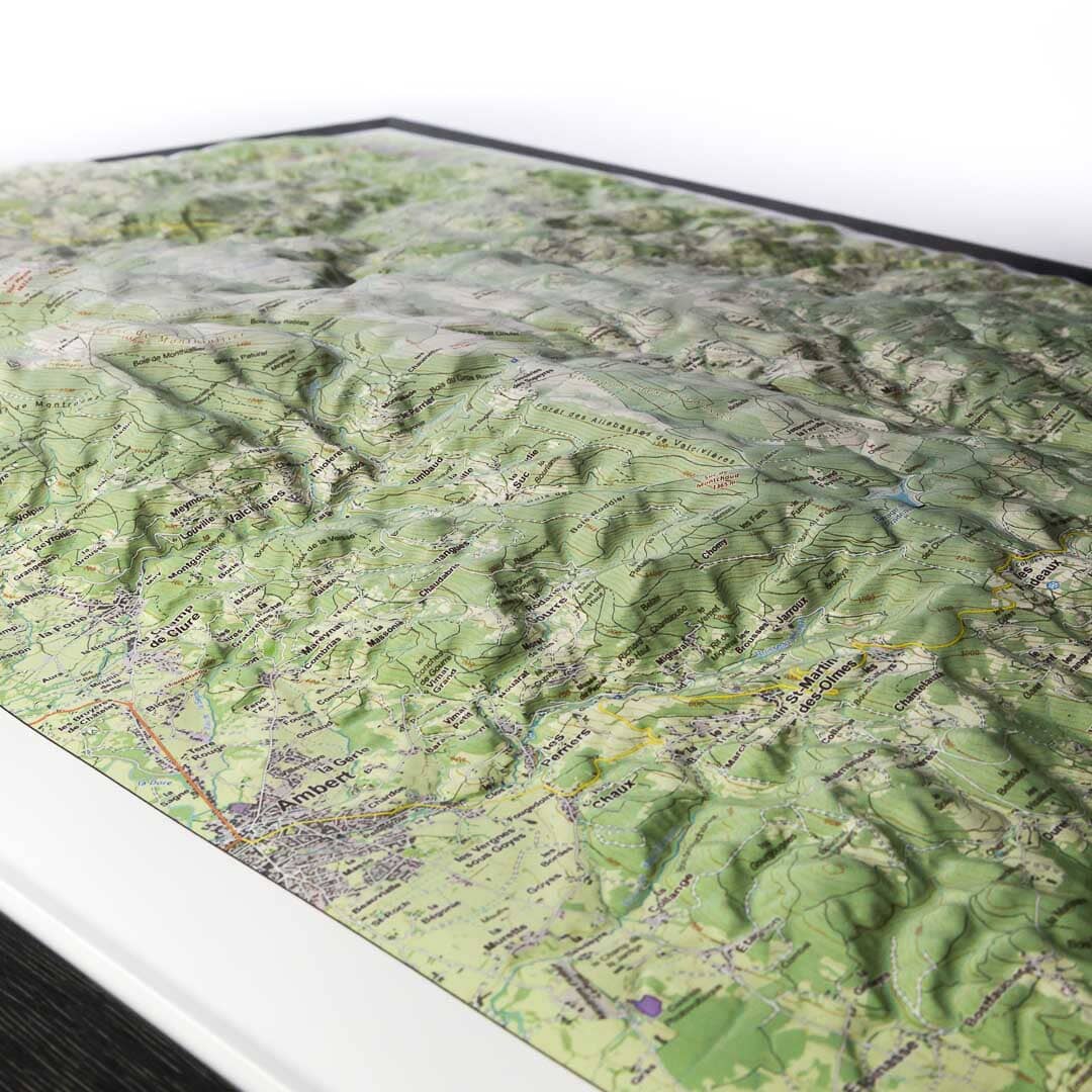 Carte en relief - Le Haut Forez - 50 x 70 x 4 cm | Dénivelés Editions carte en relief Dénivelés Editions 