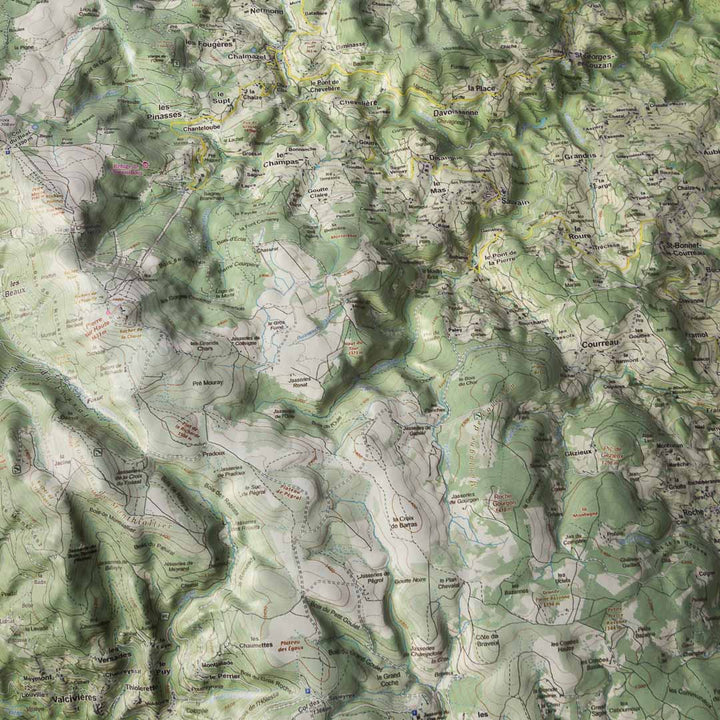 Carte en relief - Le Haut Forez - 50 x 70 x 4 cm | Dénivelés Editions carte en relief Dénivelés Editions 